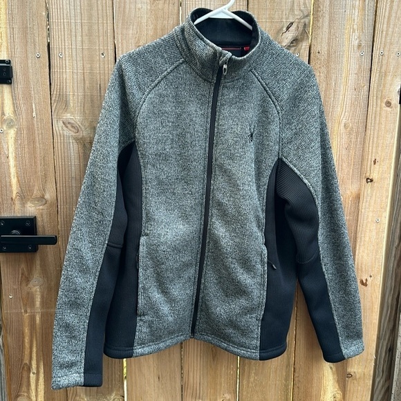 Spyder Heather Gray and Black Zip-Up Jacket Men's Size Medium - Picture 1 of 6